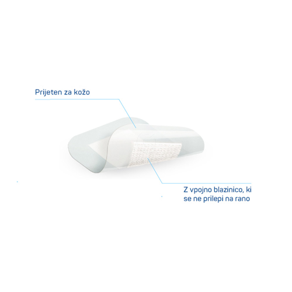 Cosmopor Transparent, sterilen prozorni obliž z vpojno blazinico - 10 x 20 cm (25 obližev)