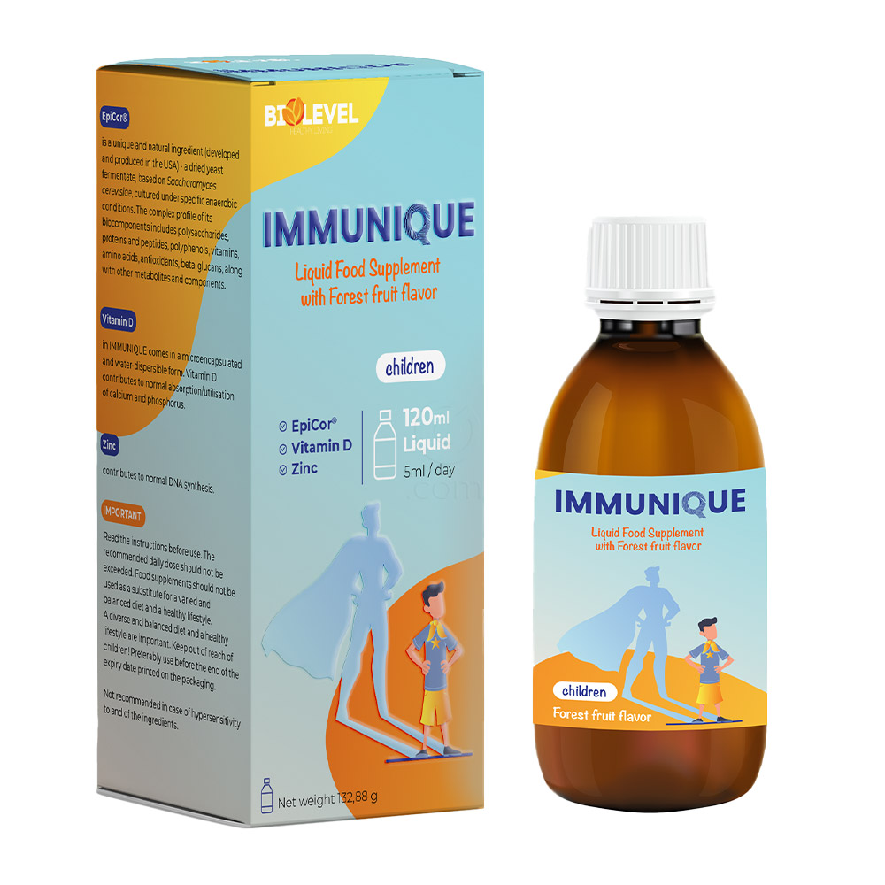 Immunique Children Biolevel, tekoče prehransko dopolnilo (120 ml)