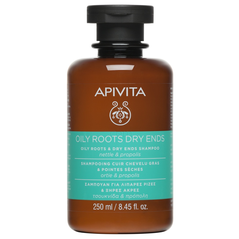 Apivita, šampon za mastne lase in suhe konice (250 ml)