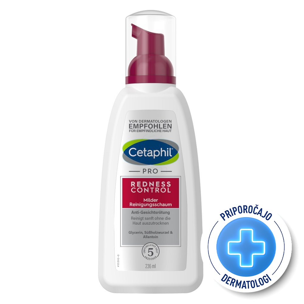 Cetaphil Pro Redness Control, pena za čiščenje občutljive kože nagnjene k rozacei (236 ml)