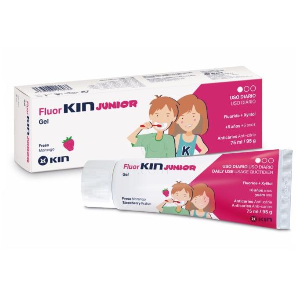 Fluorkin Junior, gel z okusom jagode - od 6. leta (75 ml)