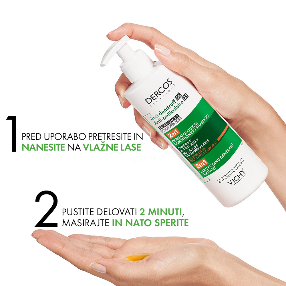 Vichy Dercos DS 2v1, dermokozmetični šampon in balzam proti prhljaju (390 ml)