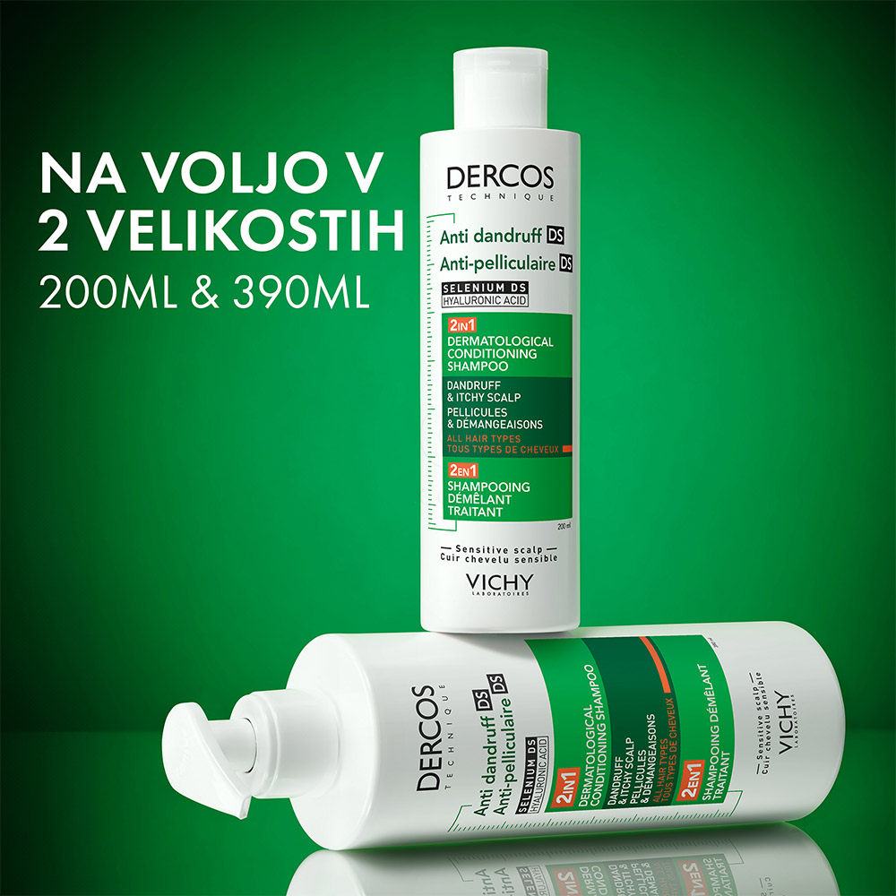 Vichy Dercos DS 2v1, dermokozmetični šampon in balzam proti prhljaju (390 ml)