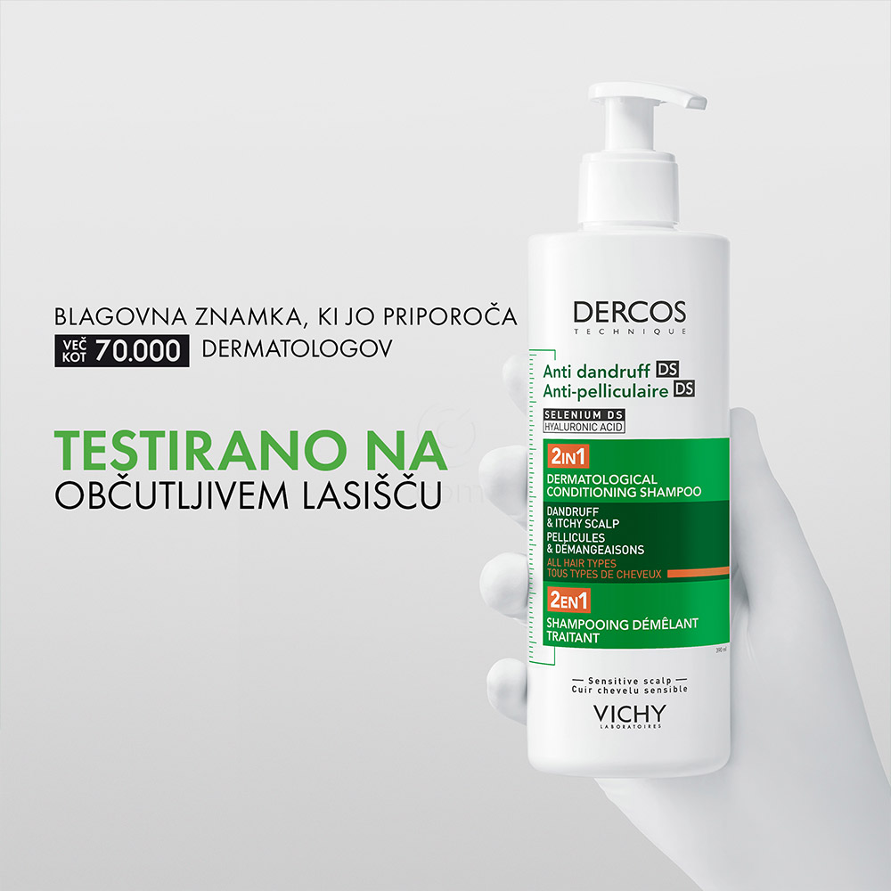 Vichy Dercos DS 2v1, dermokozmetični šampon in balzam proti prhljaju (390 ml)