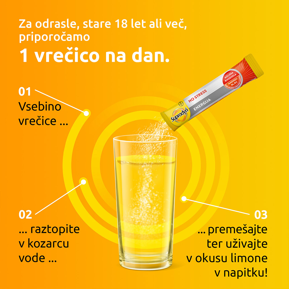 Supradyn Energija No Stress, prašek v vrečicah (20 vrečic)
