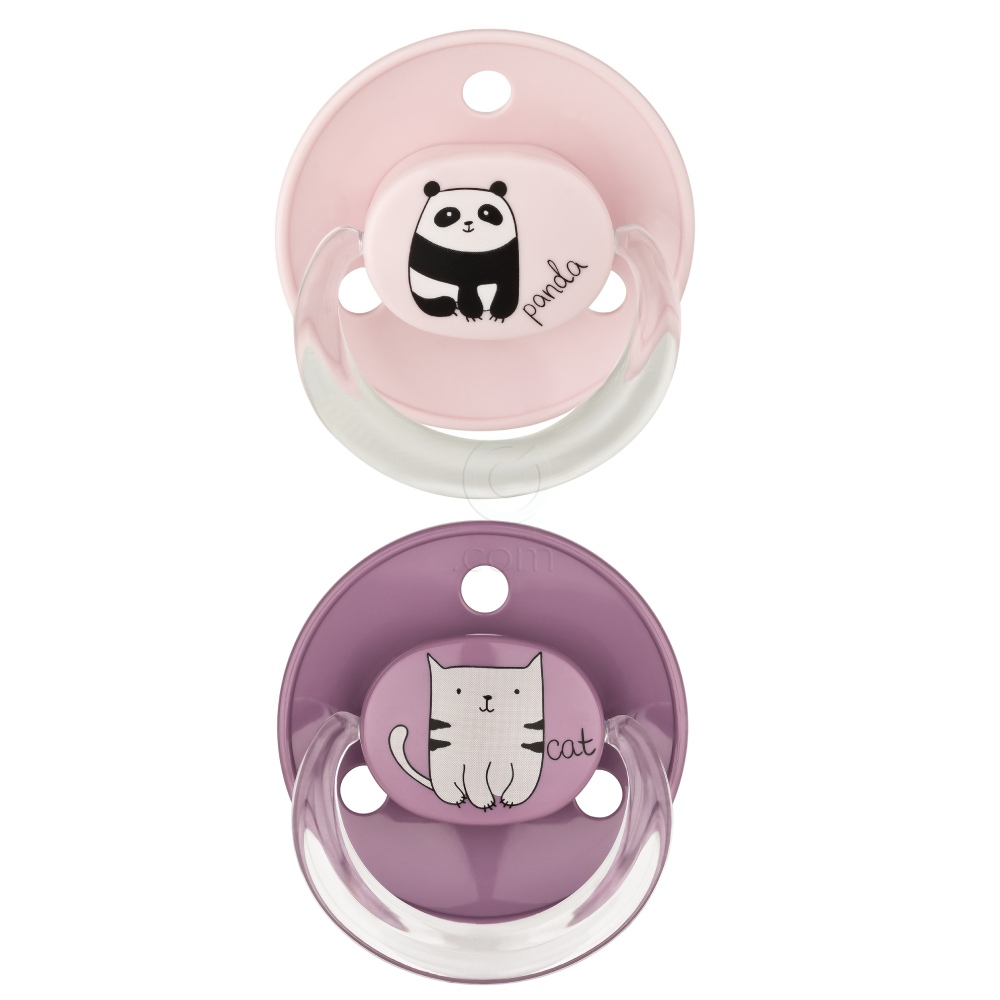 Baby-Nova, okrogla silikonska duda z obročkom, dekor - 0 do 24 mesecev (2 dudi)