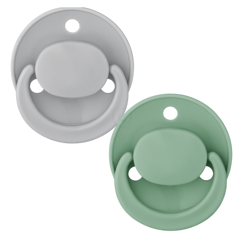 Baby-Nova, okrogla silikonska duda z obročkom, enobarvna - 0 do 24 mesecev (2 dudi)