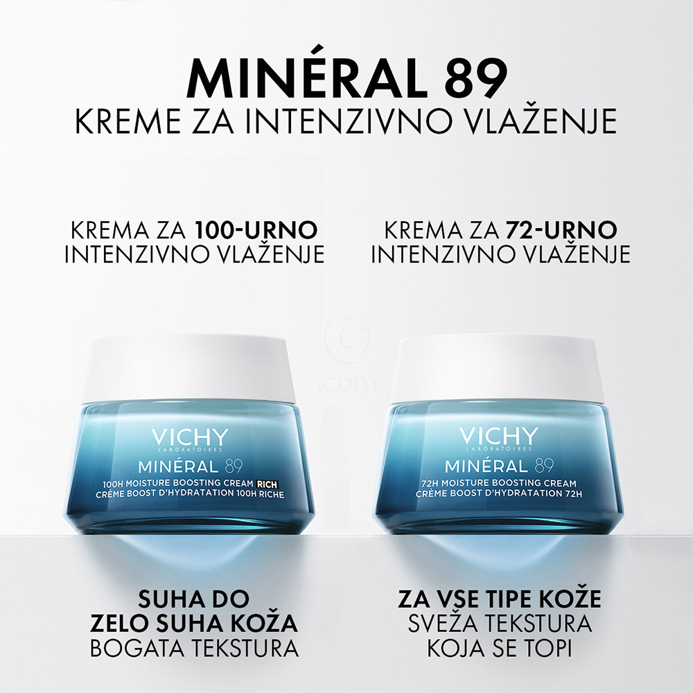Vichy Mineral 89 Riche, bogata krema za 72-urno intenzivno vlaženje suhe do zelo suhe kože (50 ml)