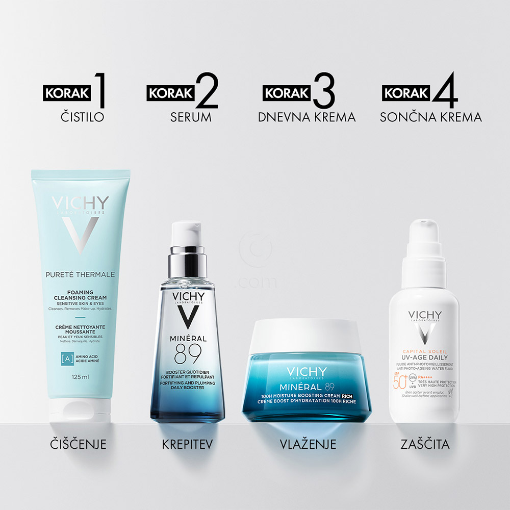 Vichy Mineral 89 Riche, bogata krema za 72-urno intenzivno vlaženje suhe do zelo suhe kože (50 ml)