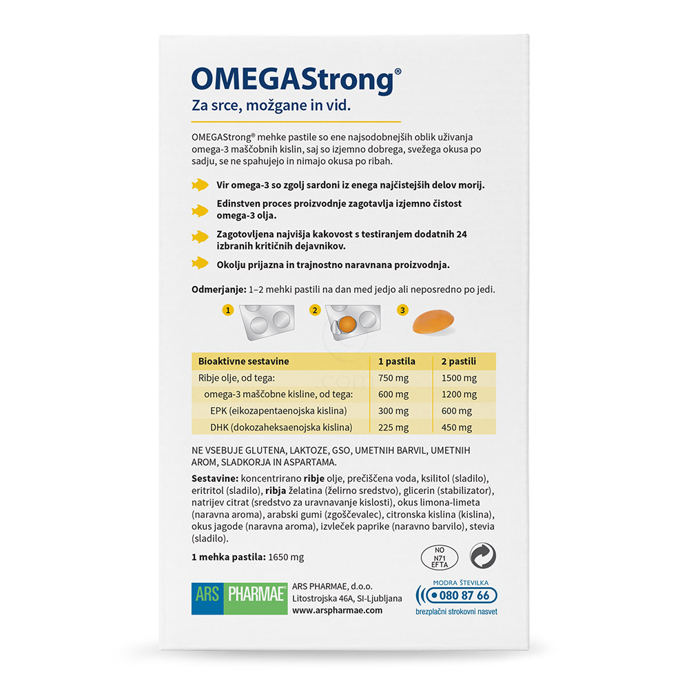 OmegaStrong Ars Pharmae, mehke pastile (30 pastil)