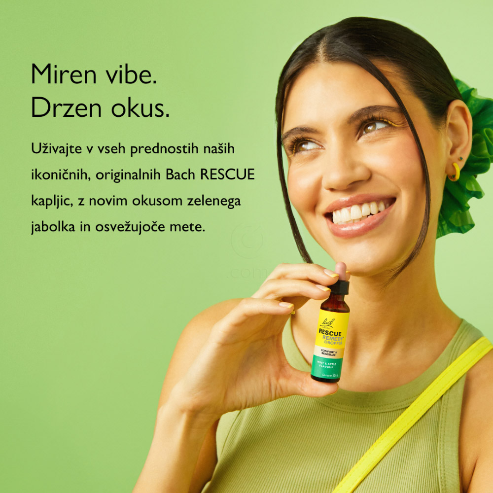 Bach Rescue, kapljice - okus meta in jabolko (20 ml)