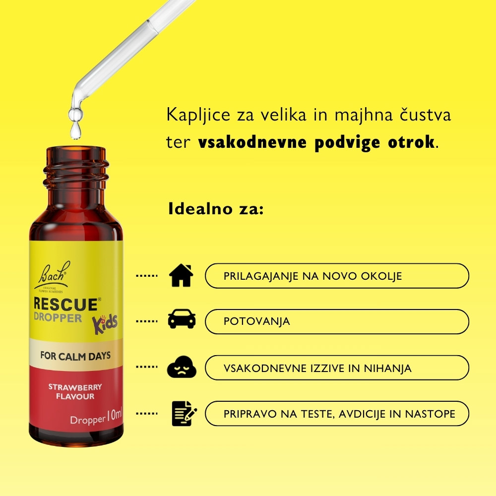 Bach Rescue Kids, kapljice za otroke - okus jagode (10 ml)