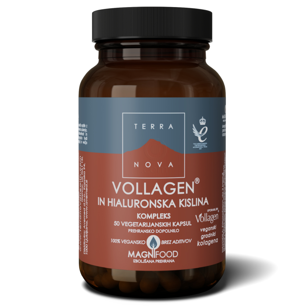 Terranova Vollagen in Hialuronska kislina kompleks, vegetarijanske kapsule (50 kapsul)