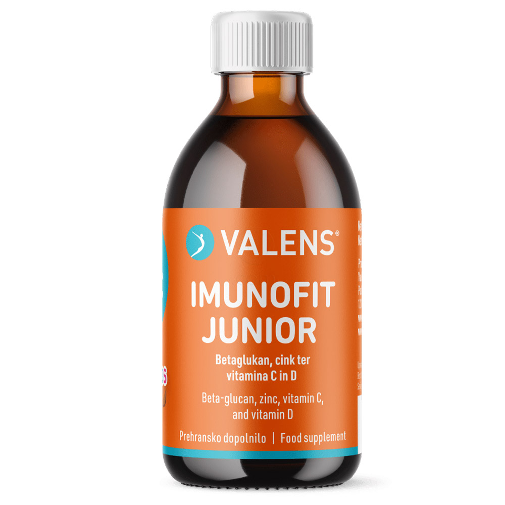Valens Imunofit Junior, tekočina z beta-glukani, cinkom in vitaminoma C in D (150 ml)