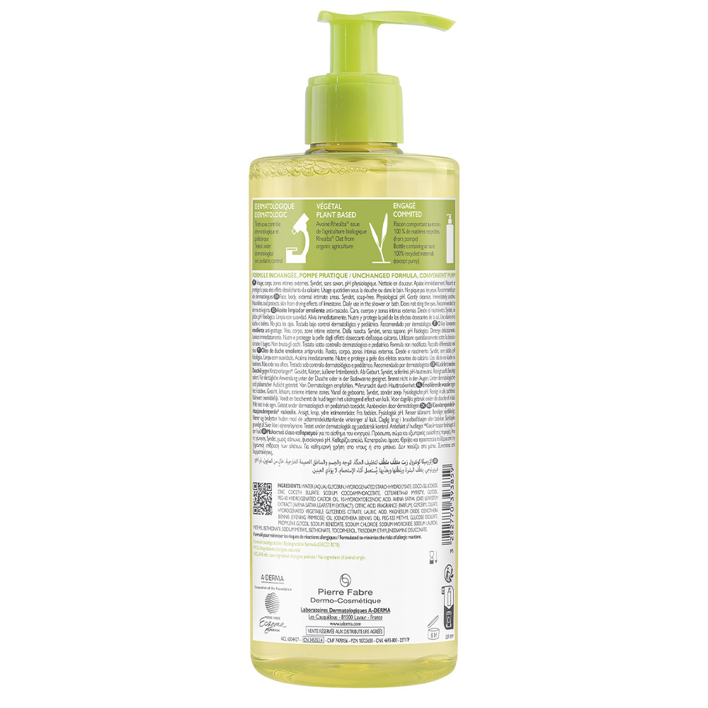 A-Derma Exomega Control, emolientno čistilno olje za tuširanje za atopijsko kožo (500 ml)