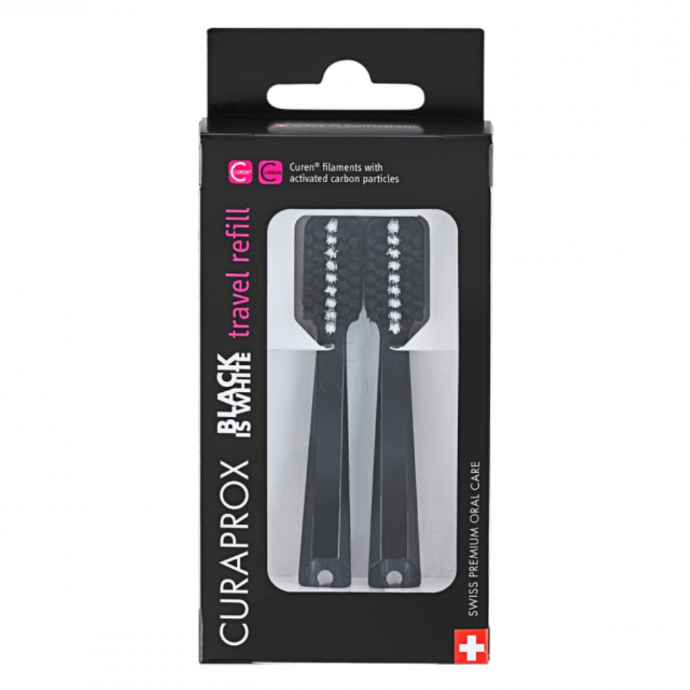 Curaprox, refill za potovalni set - Black is White (2 nadomestni glavi)