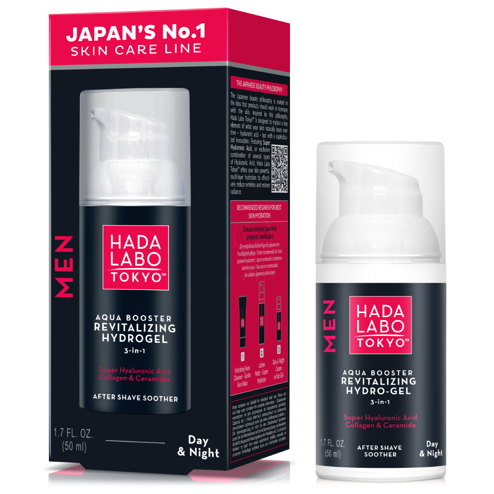 Hada Labo Tokyo Men Aqua Booster, revitalizacijski hidro-gel 3v1 (50 ml)