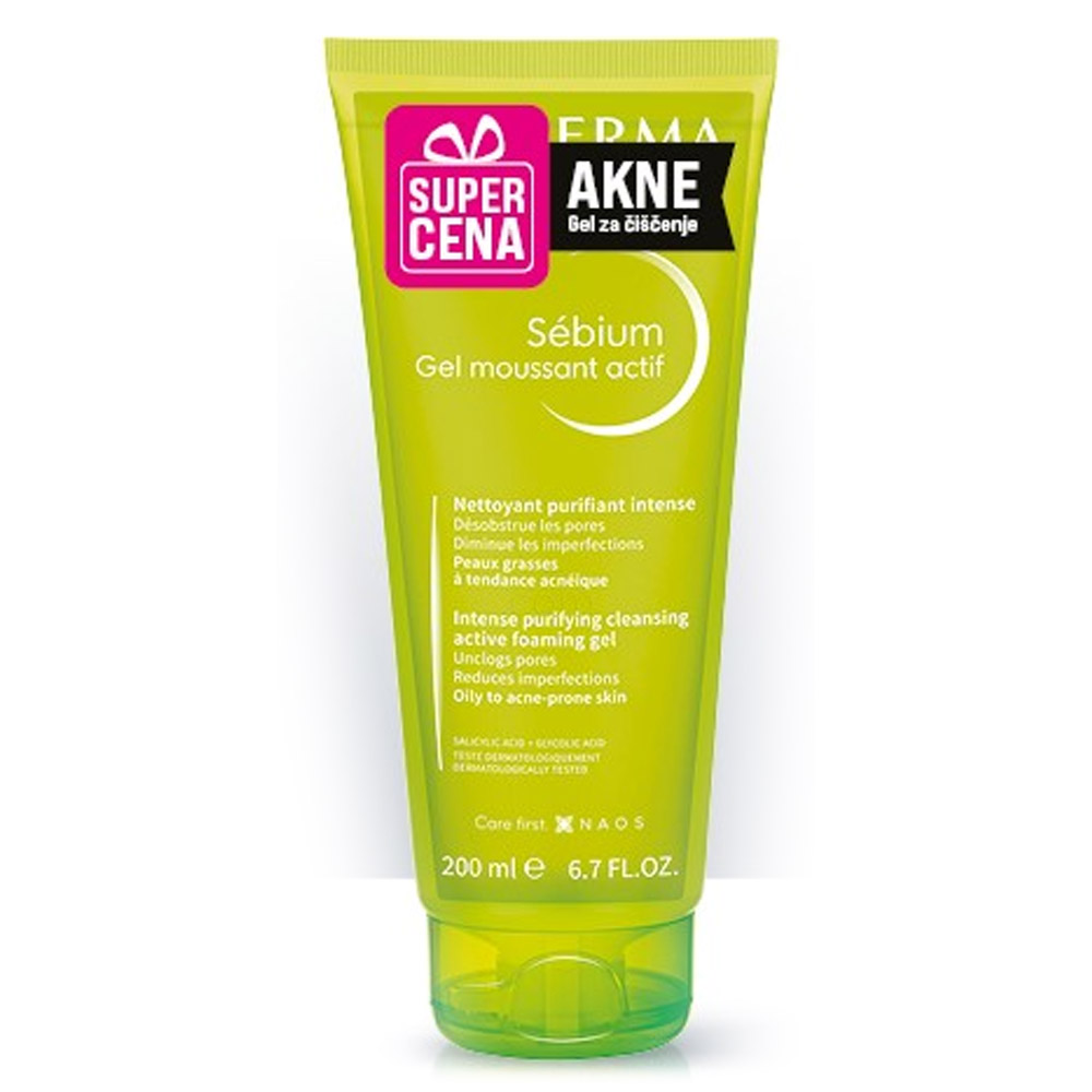 Bioderma Sebium gel Moussant Actif, aktivni čistilni gel za umivanje kože nagnjene k aknam (200 ml) 