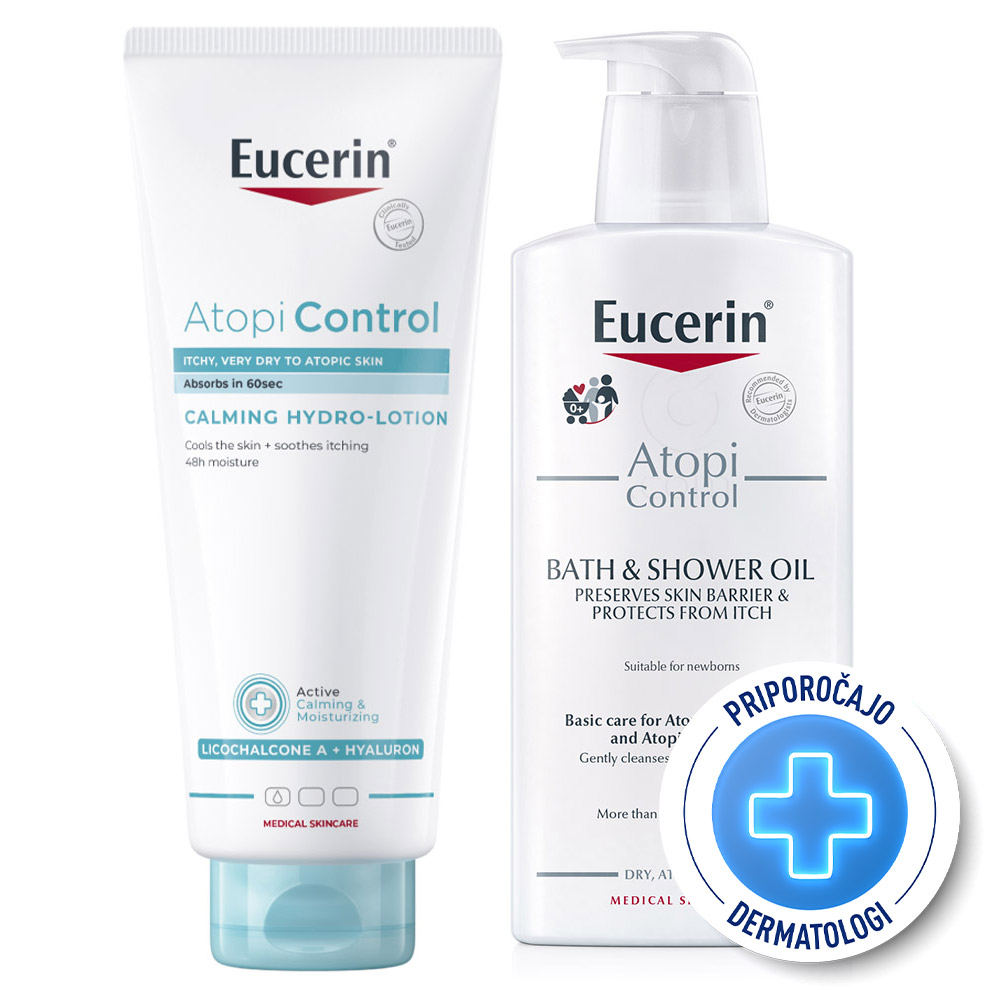 Eucerin AtopiControl, rutina za nego kože pri atopijskem dermatitisu (400 ml + 400 ml)