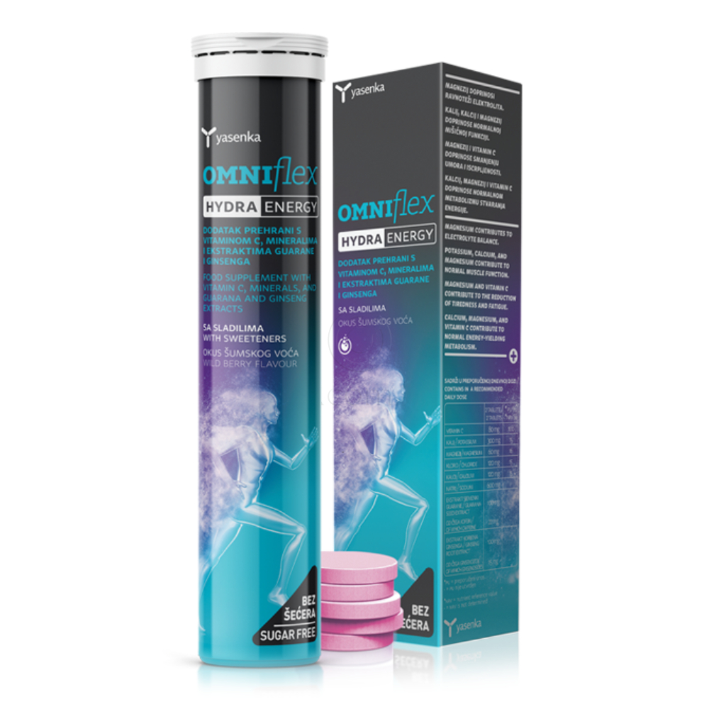 Yasenka OmniFlex Hydra Energy, šumeče tablete (20 tablet)
