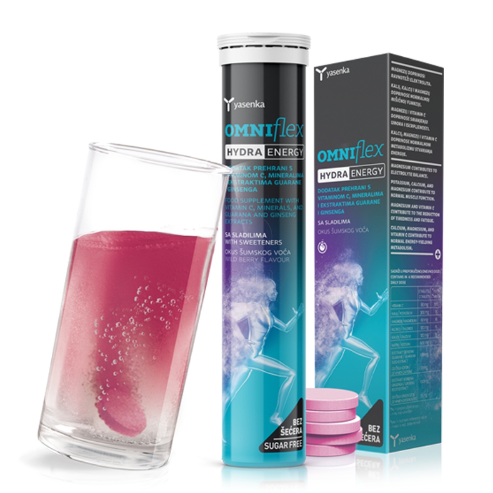 Yasenka OmniFlex Hydra Energy, šumeče tablete (20 tablet)