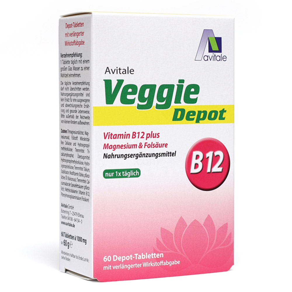 Avitale Veggie Depot Vitamin B12, vegetarijanske tablete s počasnim sproščanjem (60 tablet)