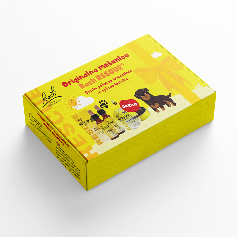 Bach Rescue, darilni paket za kosmatince in njihove lastnike (2 x 10 ml + 50 g)