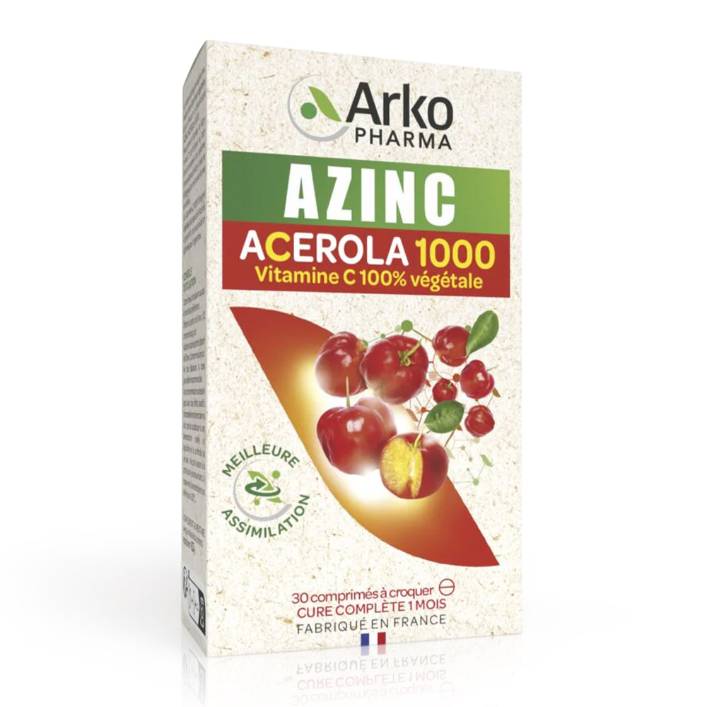 Azinc Bio Acerola 1000 Arkopharma, žvečljive tablete (30 tablet)