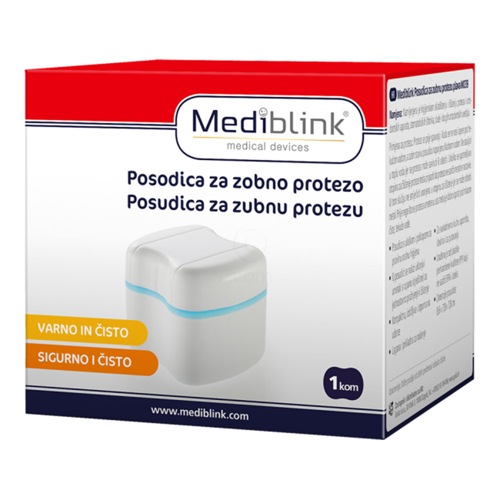 Mediblink M039, posodica za protezo - modra (1 kos)