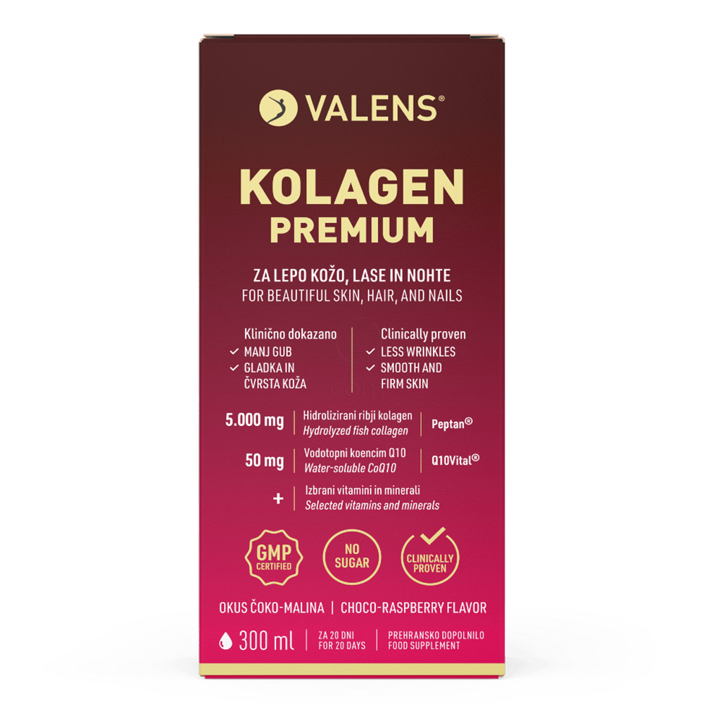 Valens Premium Kolagen, tekočina - okus: čoko-malina (300 ml)