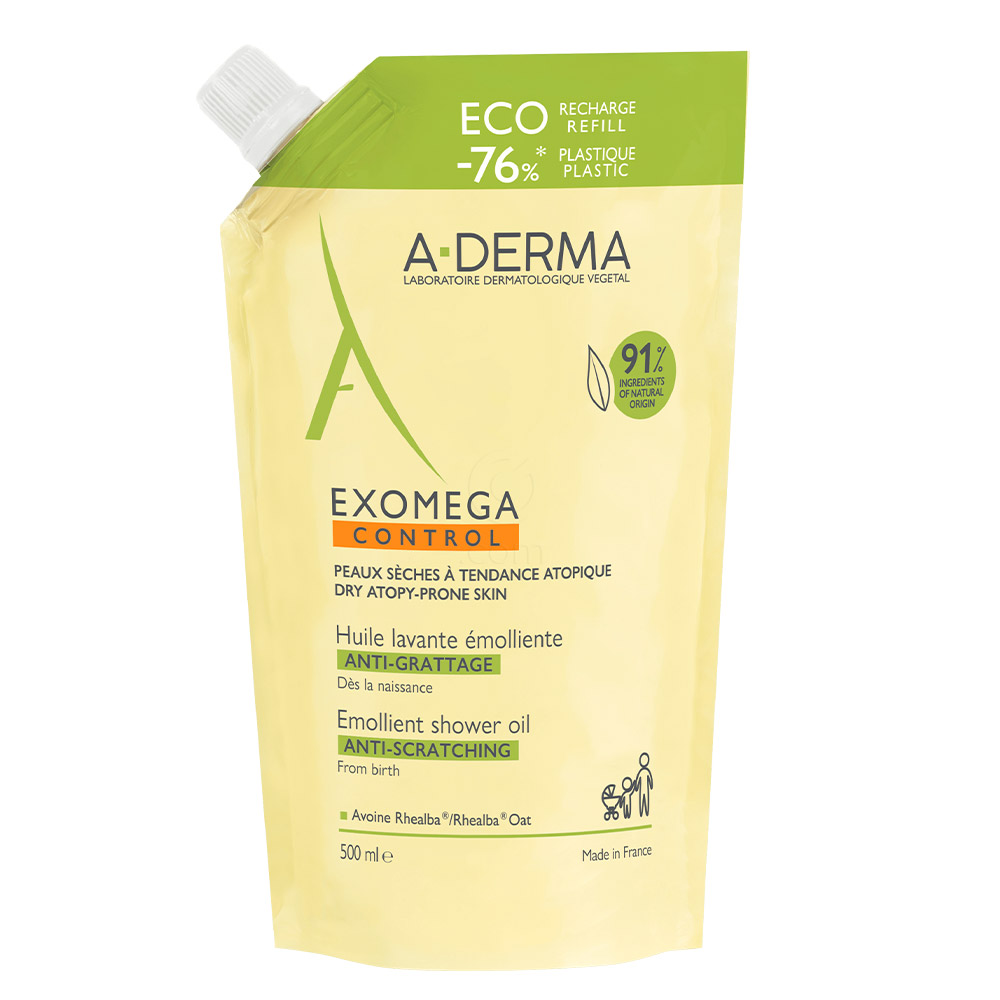 A-Derma Exomega Control, emolientno čistilno olje za tuširanje - Refill (500 ml)