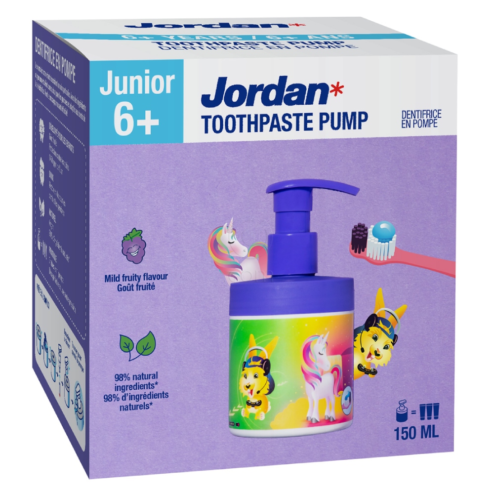 Jordan Junior, zobna pasta s pumpico za otroke 6 - 12 let (150 ml)