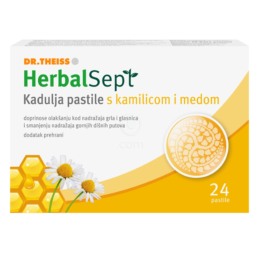 HerbalSept, žajbljeve pastile s kamilico in medom (24 pastil)