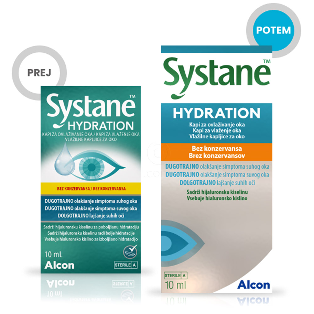 Systane Hydratation brez konzervansov, kapljice za oko (10 ml)