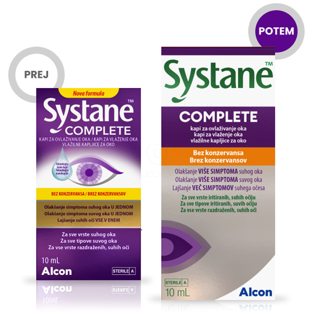 Systane Complete brez konzervansov, kapljice za oko (10 ml)
