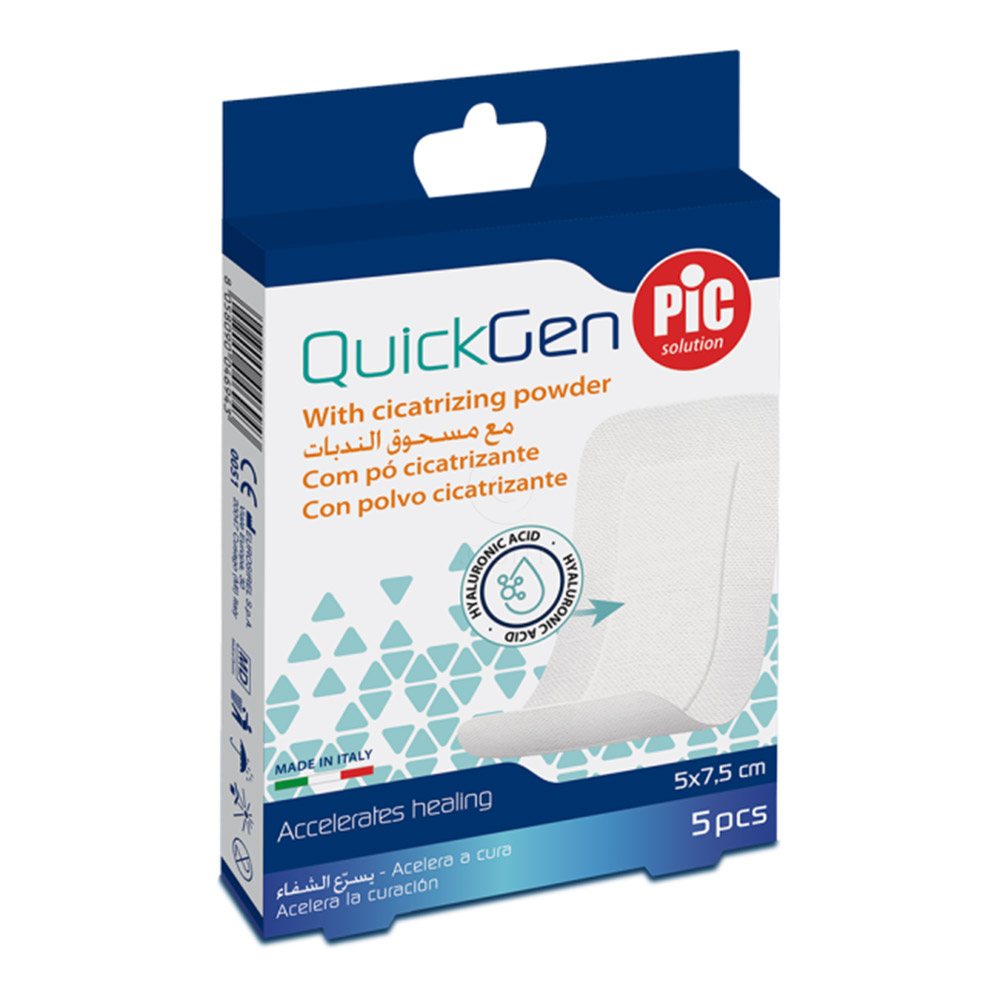 PiC QuickGen, obliž za celjenje ran 5 x 7,5 cm (5 obližev)
