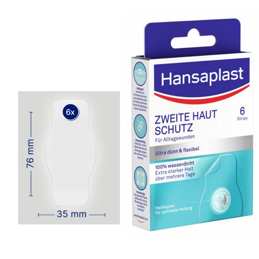 Hansaplast, zaščitni hidrokoloidni obliži - druga koža (6 obližev)