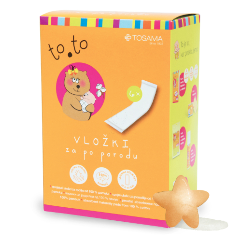 to.to, bombažni vložki za po porodu (6 vložkov)