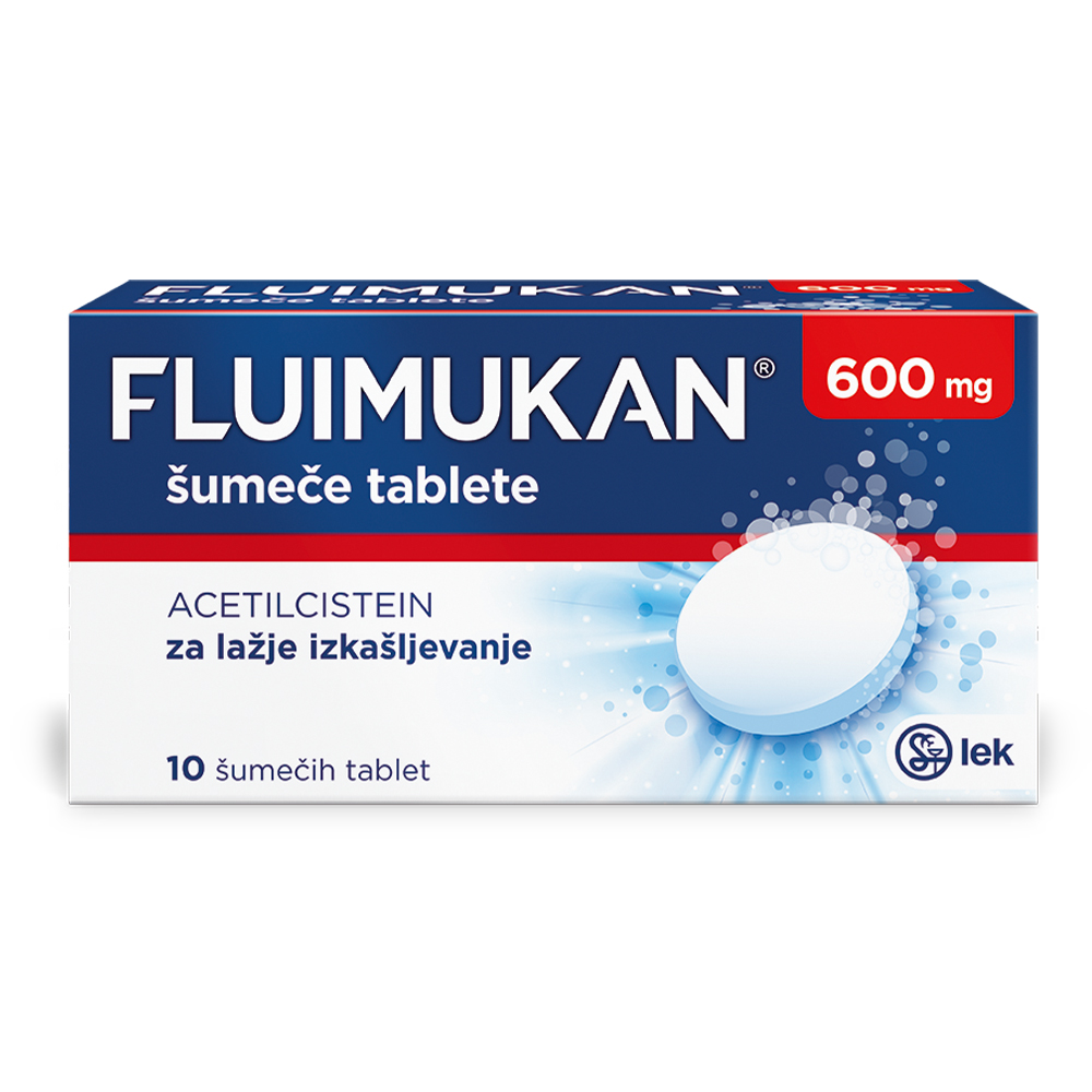 Fluimukan 600 mg, šumeče tablete (10 šumečih tablet)