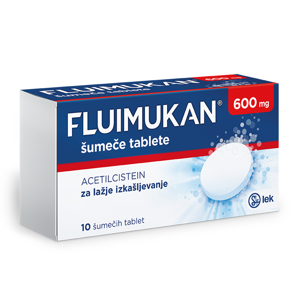 Fluimukan 600 mg, šumeče tablete (10 šumečih tablet)