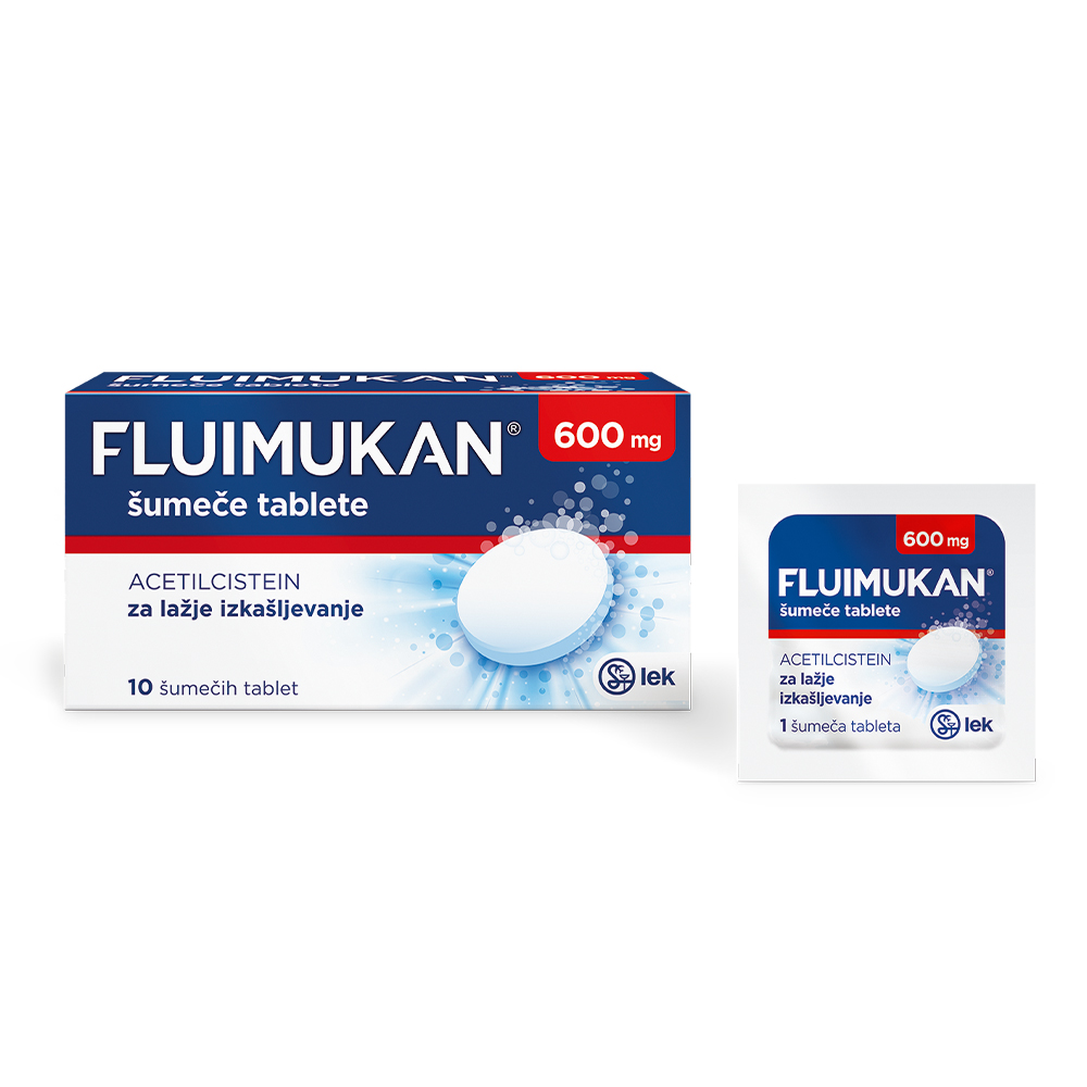 Fluimukan 600 mg, šumeče tablete (10 šumečih tablet)