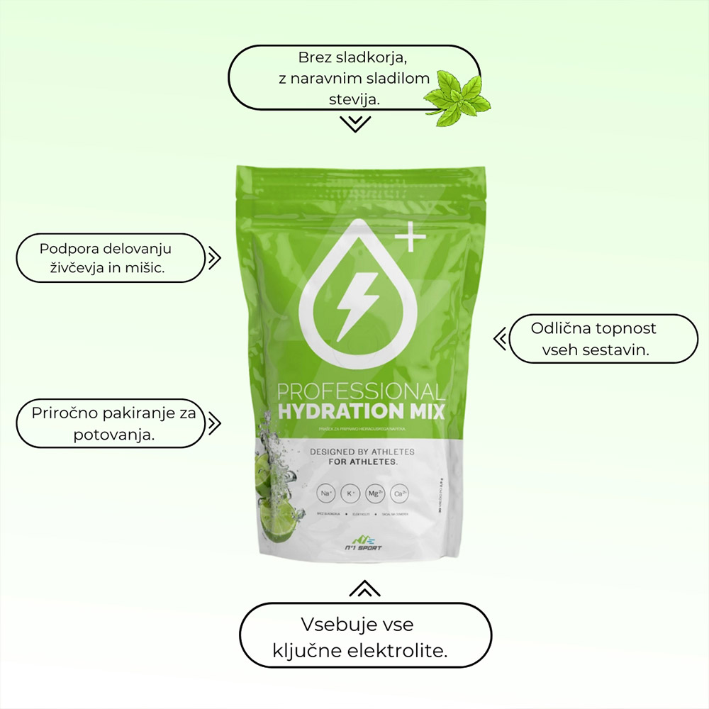 N°1 Sport Professional Hydration Mix, hidracijski napitek za športnike z elektroliti v prašku - vrečke (30 x 2,9 g)