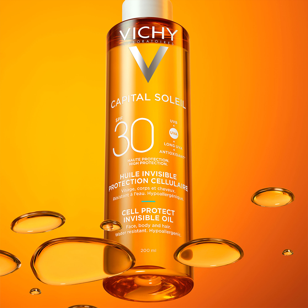 Vichy Capital Soleil, zaščitno olje za obraz, telo in konice las - pršilo - ZF30 (200 ml)