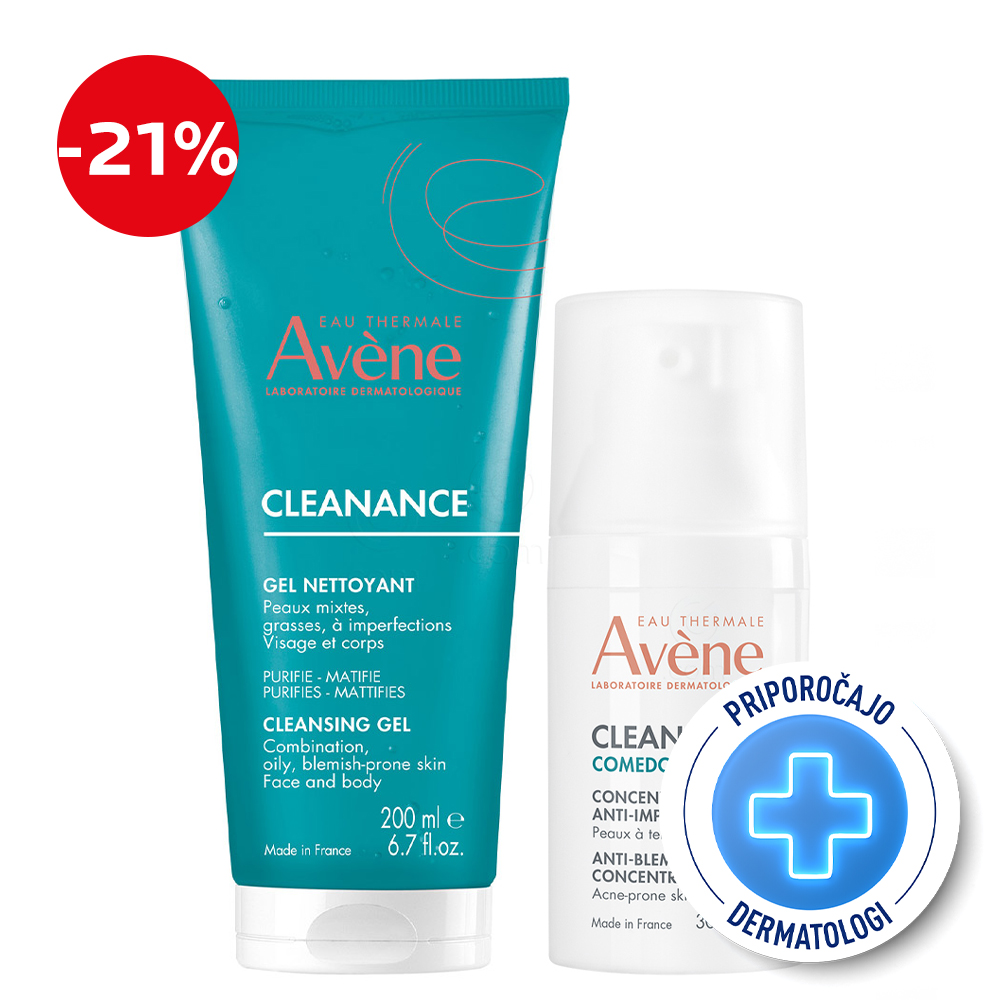 Avene Cleanance, rutina za mastno kožo nagnjeno k aknam (200 ml + 30 ml)