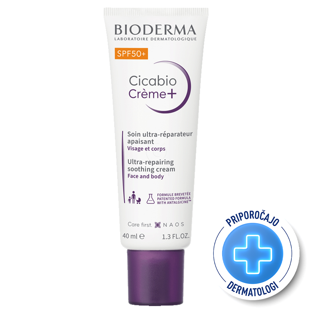 Bioderma Cicabio Creme+, obnavljajoča in pomirjujoča krema - ZF50+ (40 ml)