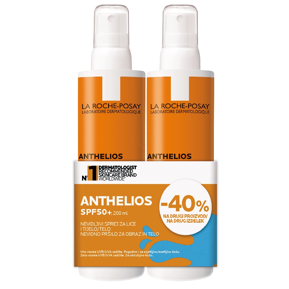 LRP Anthelios, paket - nevidno pršilo za obraz in telo - ZF50+ (2 x 200 ml)