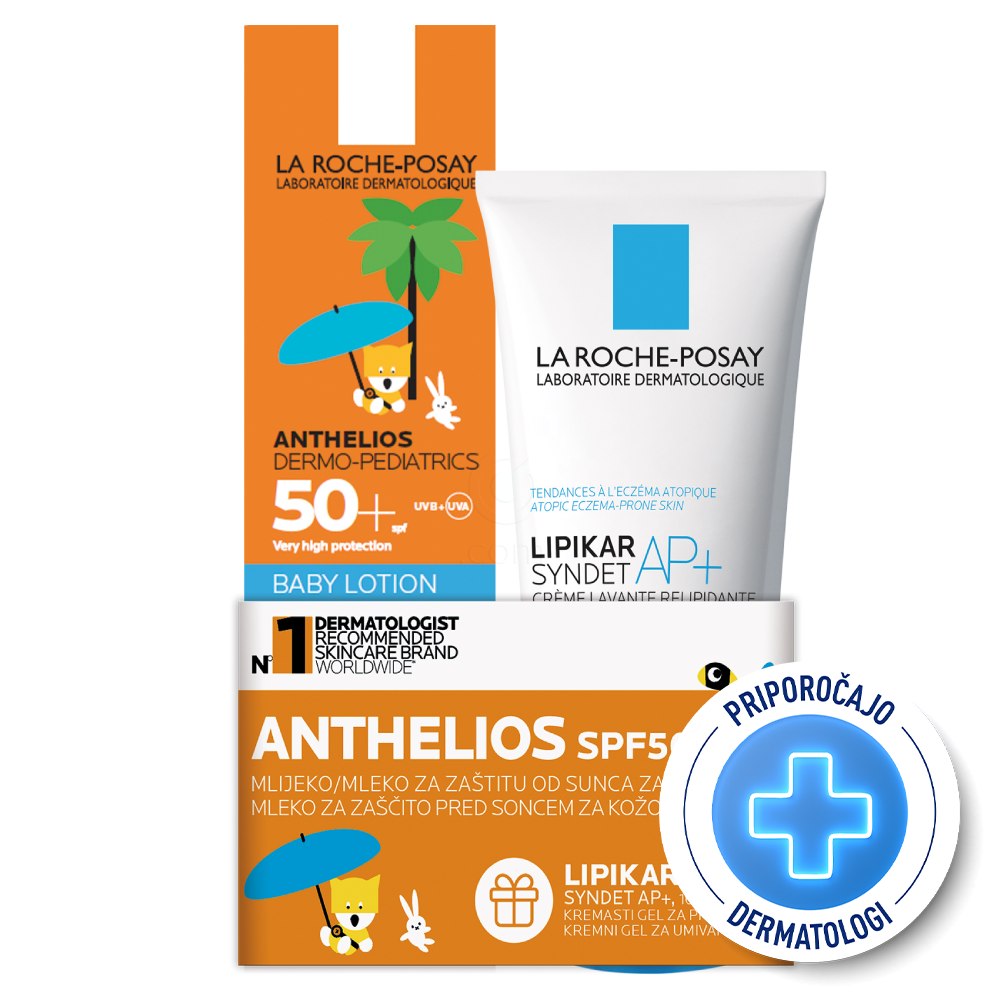 LRP Anthelios Dermo Pediatrics, paket za zaščito kože pred soncem za otroke - ZF50+ (50 ml + 100 ml)