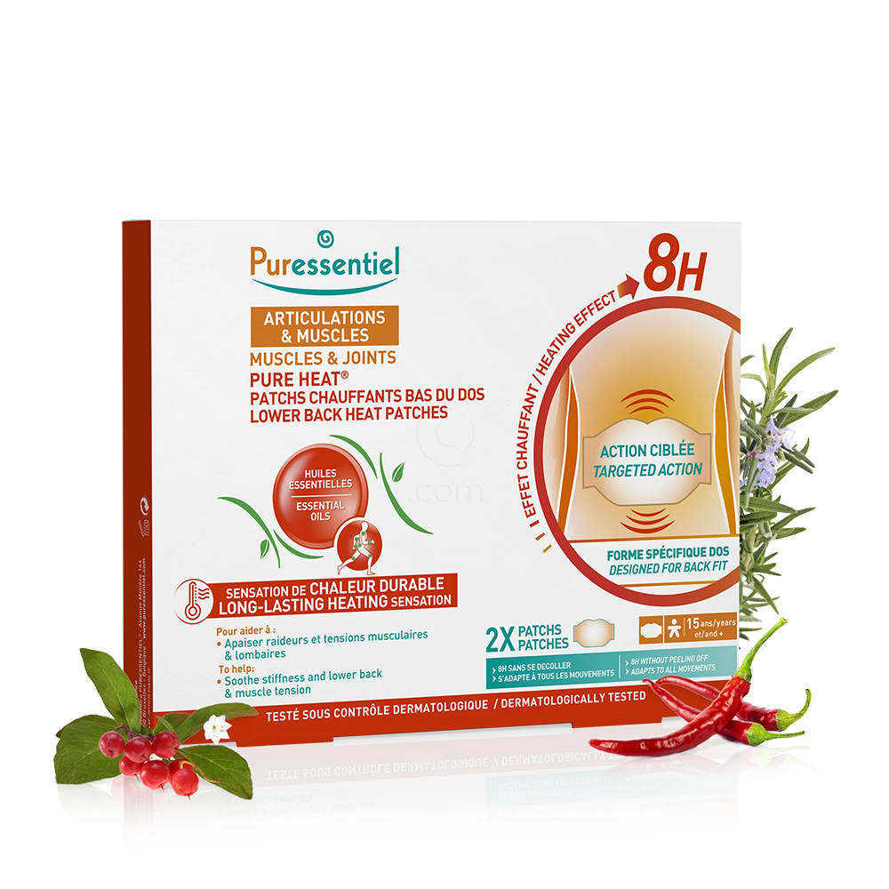 Puressentiel Muscles&Joints Pure Heat, grelni obliži za spodnji del hrbta (2 obliža)