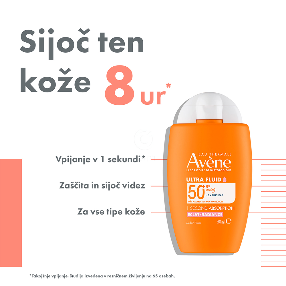 Avene Sun, radiance ultra fluid z zelo visoko zaščito pred soncem - ZF50+ (50 ml)