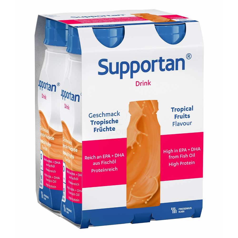 Supportan Drink, napitek - okus: tropski sadeži (4 x 200 ml)